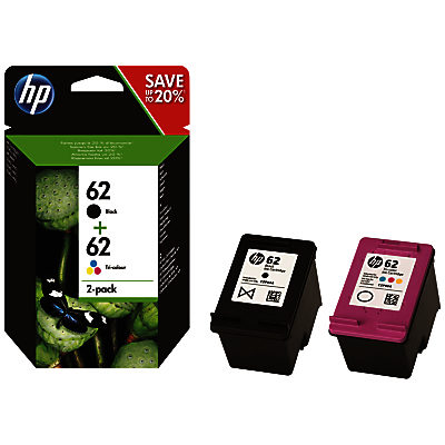 HP 62 Ink Cartridge Black & Tri-Colour Multipack, Pack Of 2